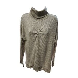 French Laundry Women's XL Beige Waffle Knit Turtleneck Top